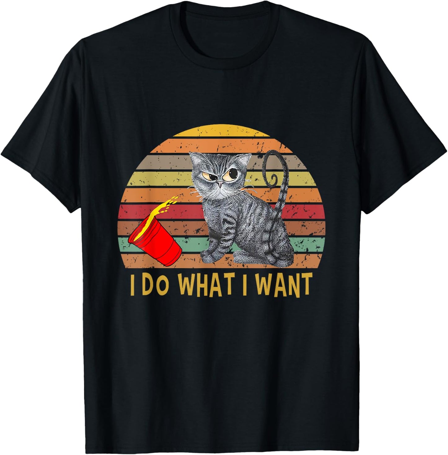 Vintage Retro I Do What I Want My Black Cat Lovers T-Shirt - T-Shirt | Black