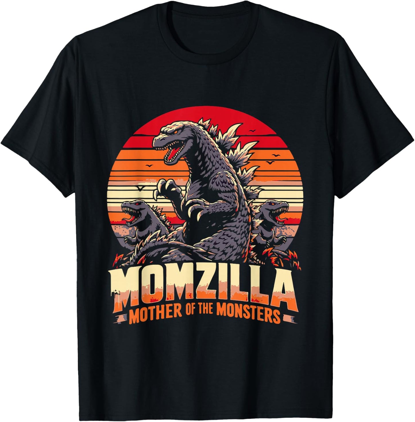 funny Momzilla Mother Of Monsters Retro birthday Mothers day T-Shirt - T-Shirt | Black