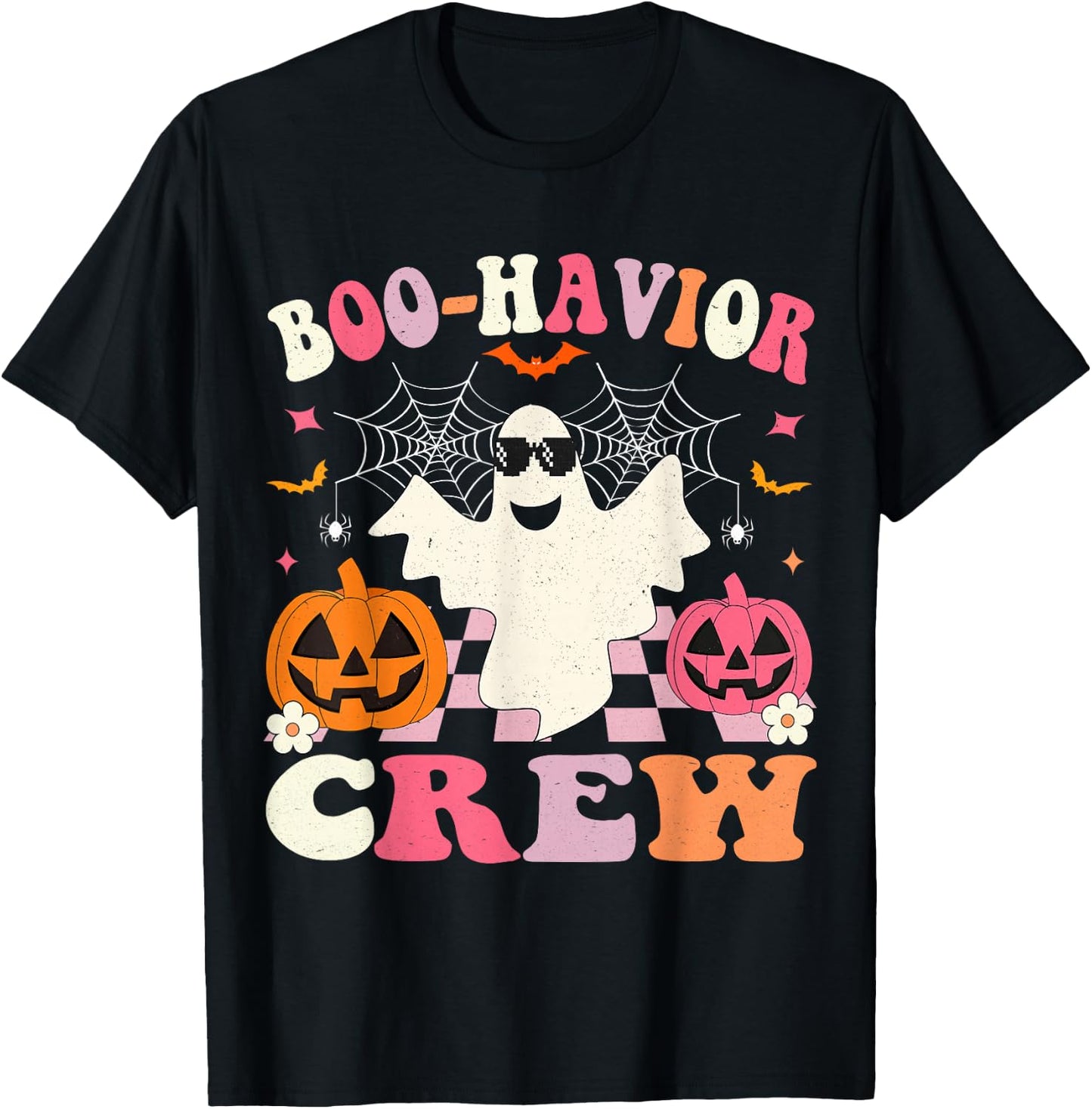 Behavior Analyst Halloween ABA Cute Ghost Boo-havior Crew T-Shirt - T-Shirt | Black
