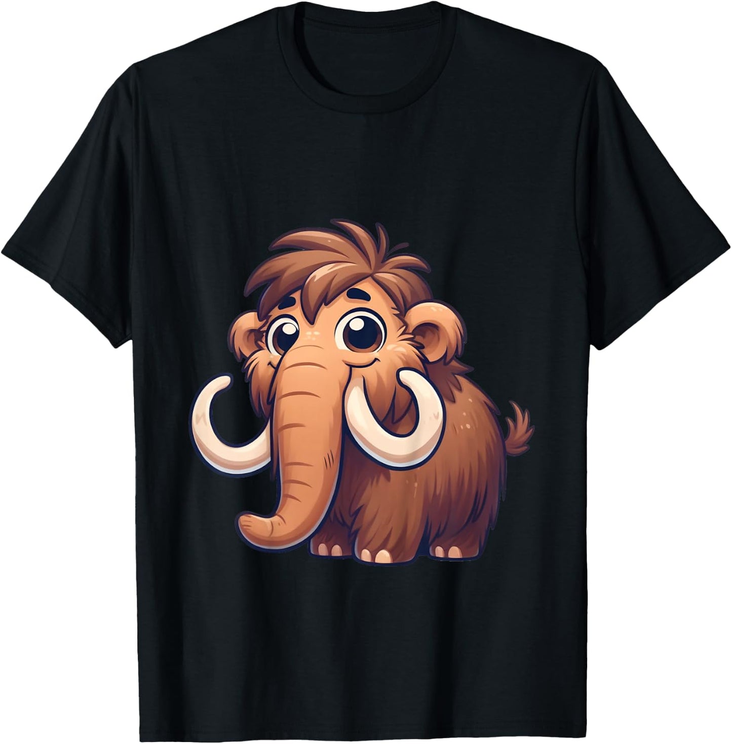 Toddlers Woolly Mammoth Cute Mammoth Cartoon Boys and Girls T-Shirt - T-Shirt | Black