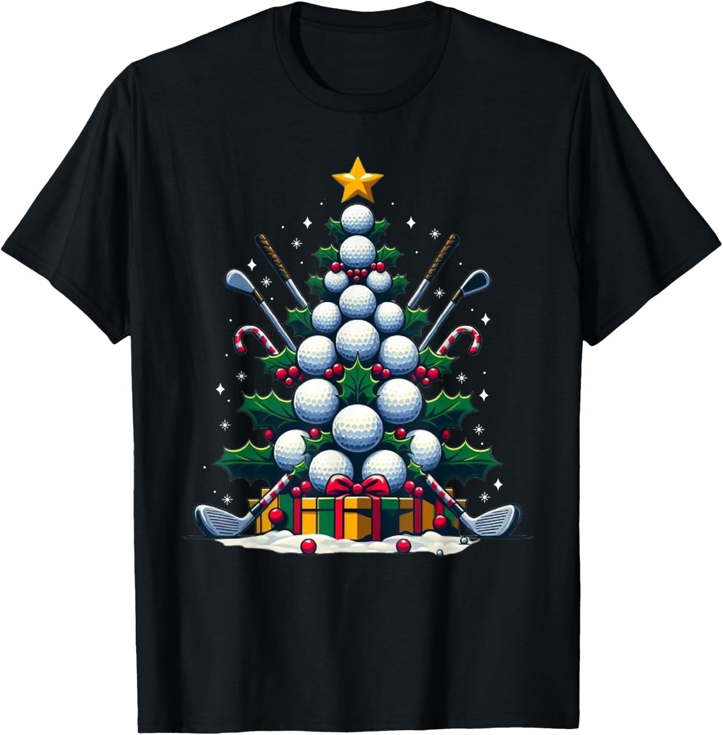 Golf Equipment Christmas Tree Christmas Golfer Women Men T-Shirt - T-Shirt | Black
