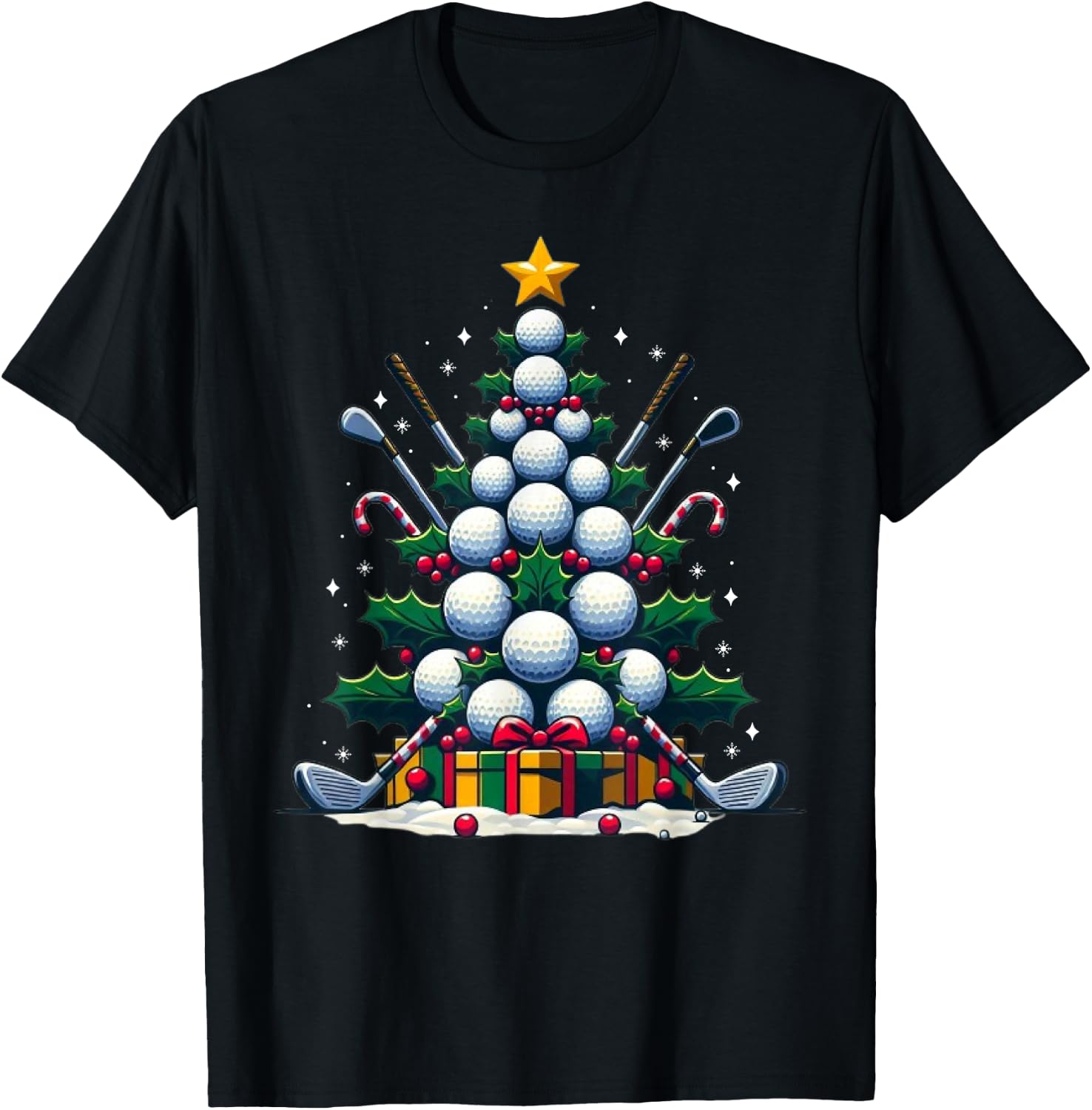 Golf Equipment Christmas Tree Christmas Golfer Women Men T-Shirt - T-Shirt | Black