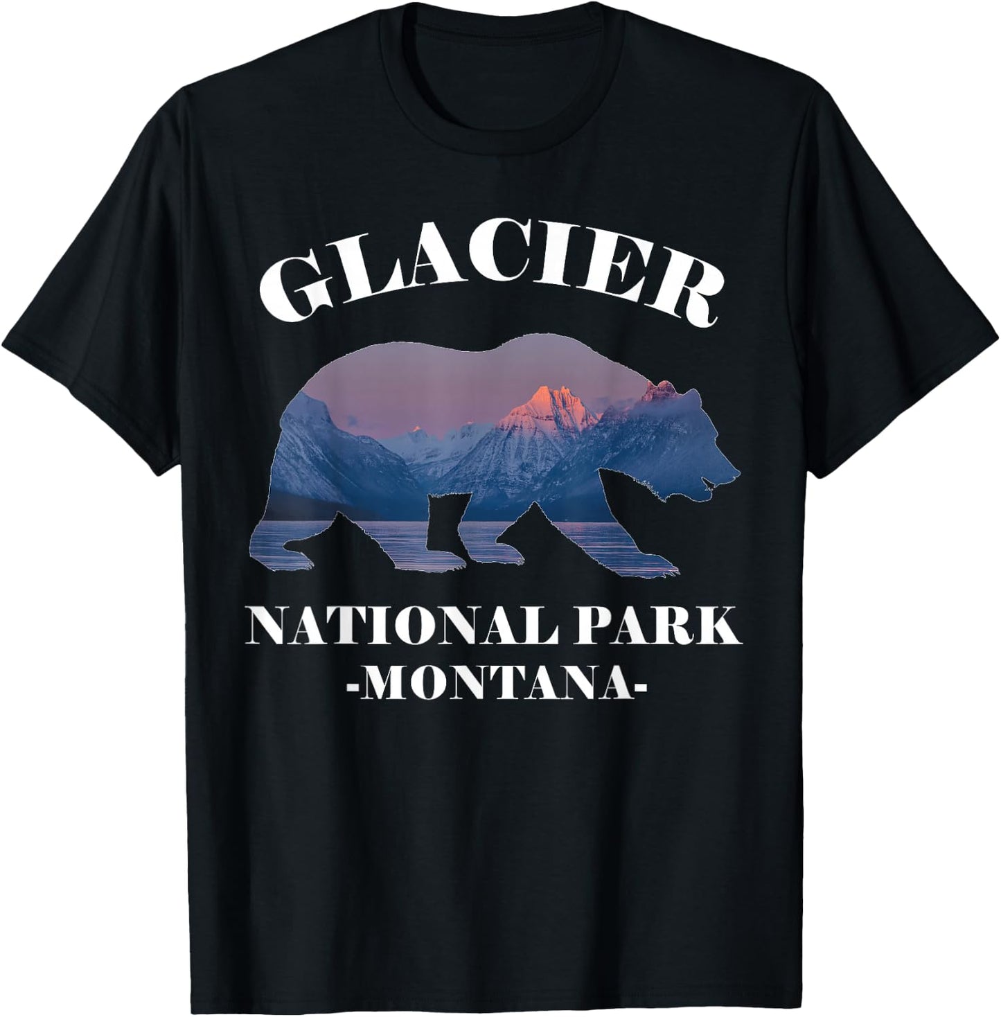 Glacier National Park Montana, Bear Souvenir US Parks T-Shirt - T-Shirt | Black