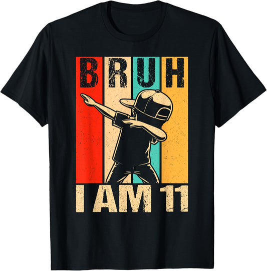 11 Year Old Birthday Dabbing Boy Bruh It's My 11th Birthday T-Shirt - T-Shirt | Black