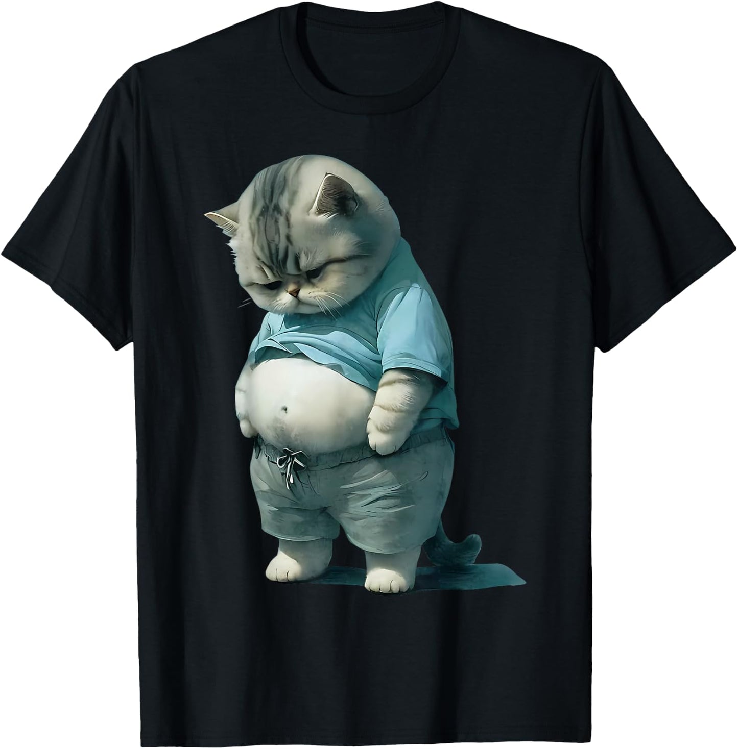 Funny Fat Cat Art Design Fat Kitten Cat Lover T-Shirt - T-Shirt | Black
