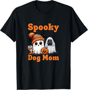 Retro Cute Spooky Dog Mom T-Shirt - T-Shirt | Black