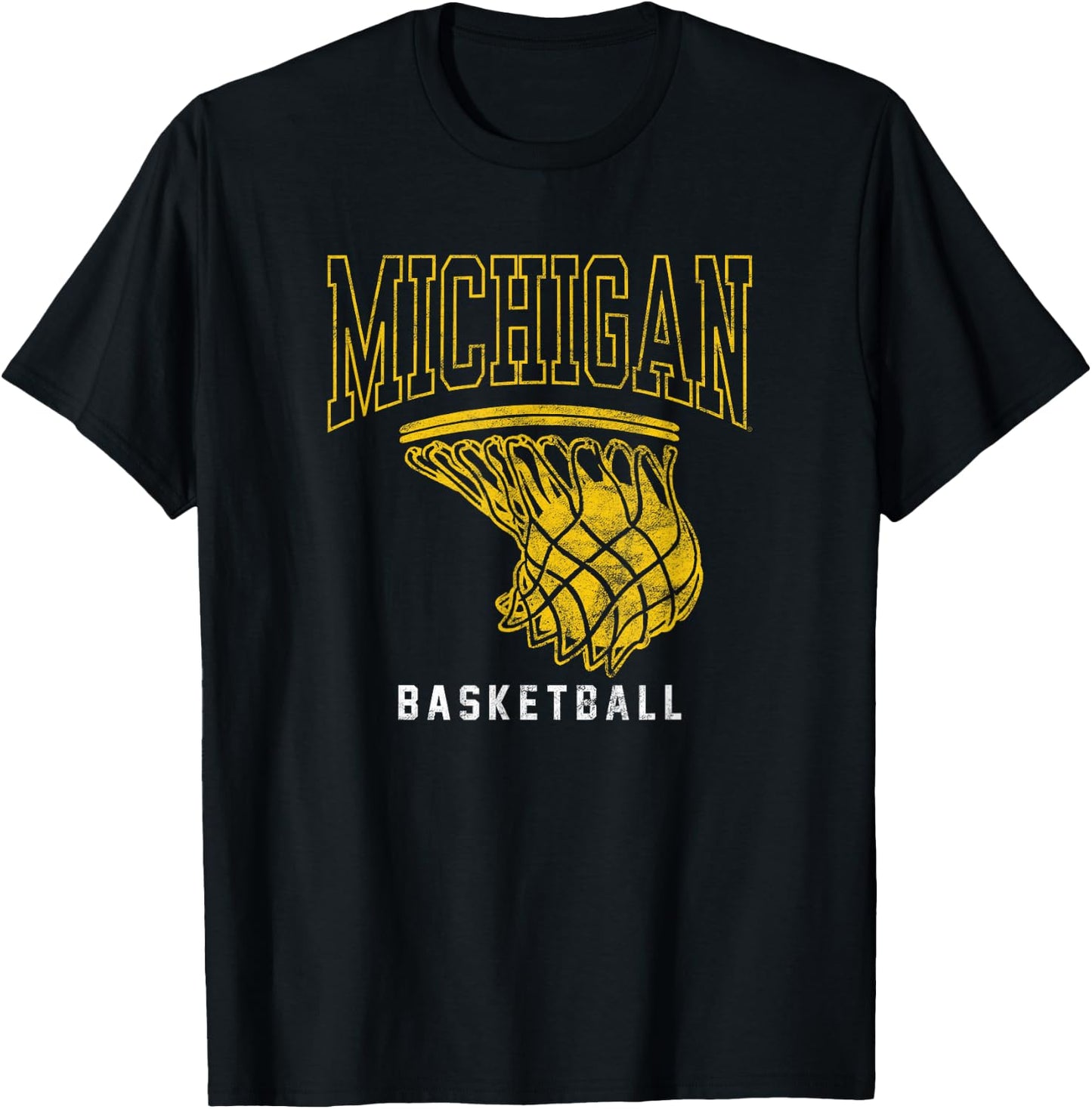 University of Michigan Wolverines U of M Basketball Hoop T-Shirt - T-Shirt | Black