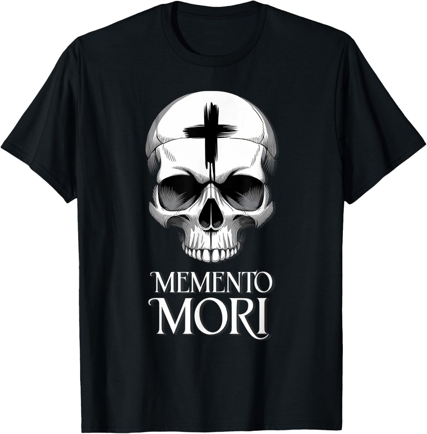 Memento Mori Catholic Crucifix Traditional Latin Mass Skull T-Shirt - T-Shirt | Black