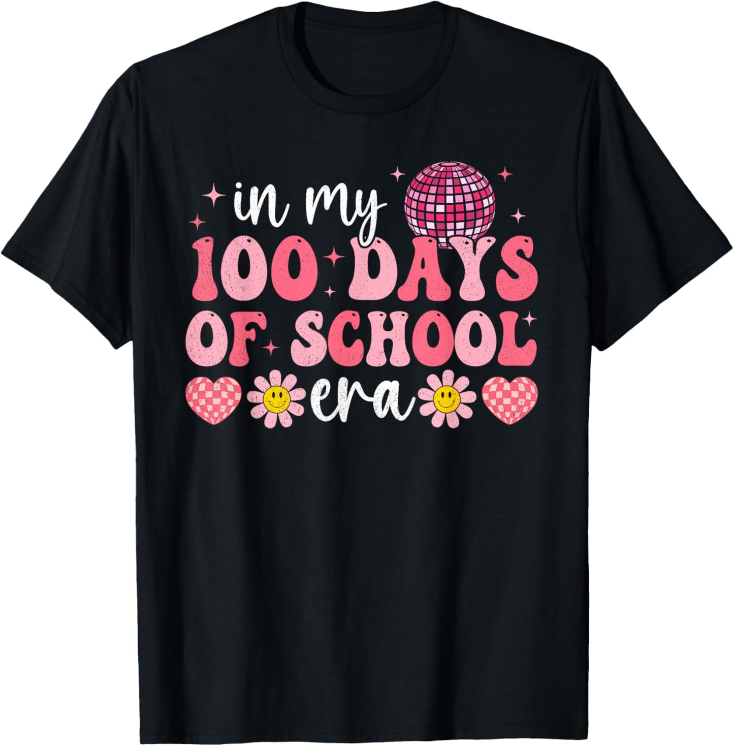 In My 100 Days Of School Era Groovy 100th Day Of School Kids T-Shirt - T-Shirt | Black
