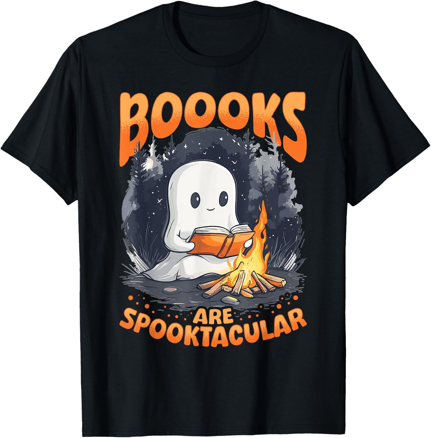 Funny Teacher Halloween Ghost Reading Book Animal Boooks Are T-Shirt - T-Shirt | Black