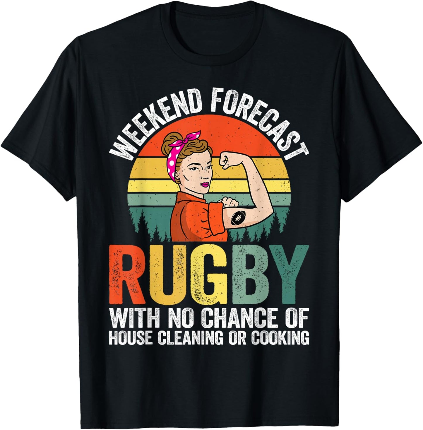 Retro Weekend Forecast Rugby - Rugby Football Gifts T-Shirt - T-Shirt | Black