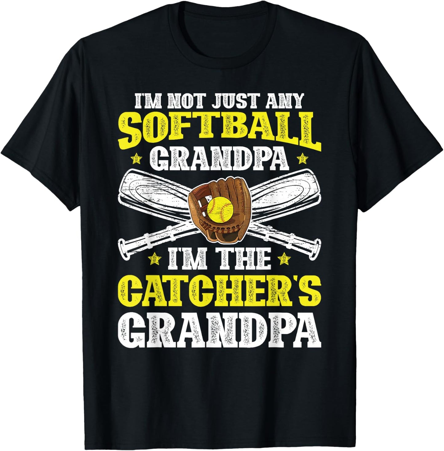 I'm Softball Catcher Grandpa Softball Catcher Grandfather T-Shirt - T-Shirt | Black