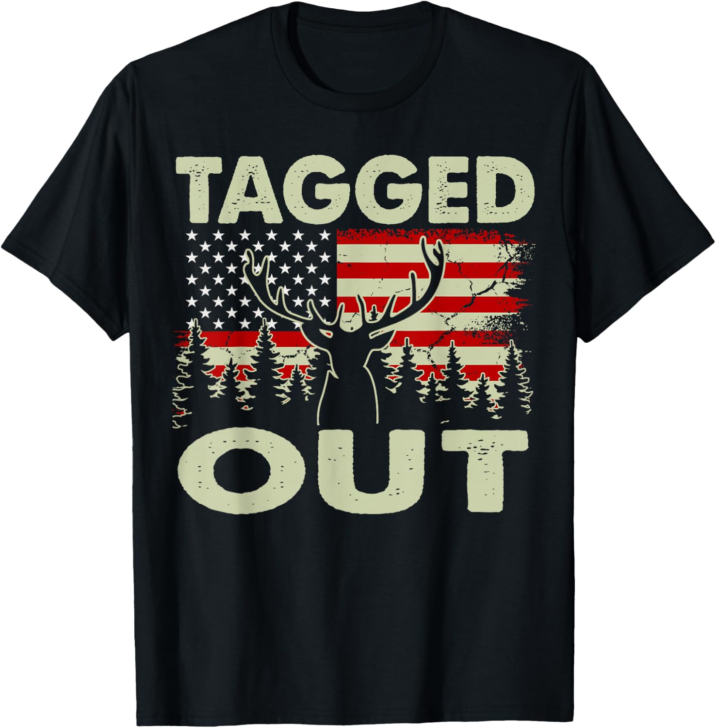 Tagged Out Funny Deer Hunting Gift Dad Hunter Son Daughter T-Shirt - T-Shirt | Black