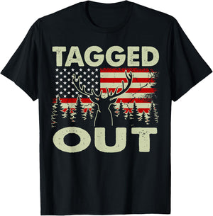Tagged Out Funny Deer Hunting Gift Dad Hunter Son Daughter T-Shirt - T-Shirt | Black