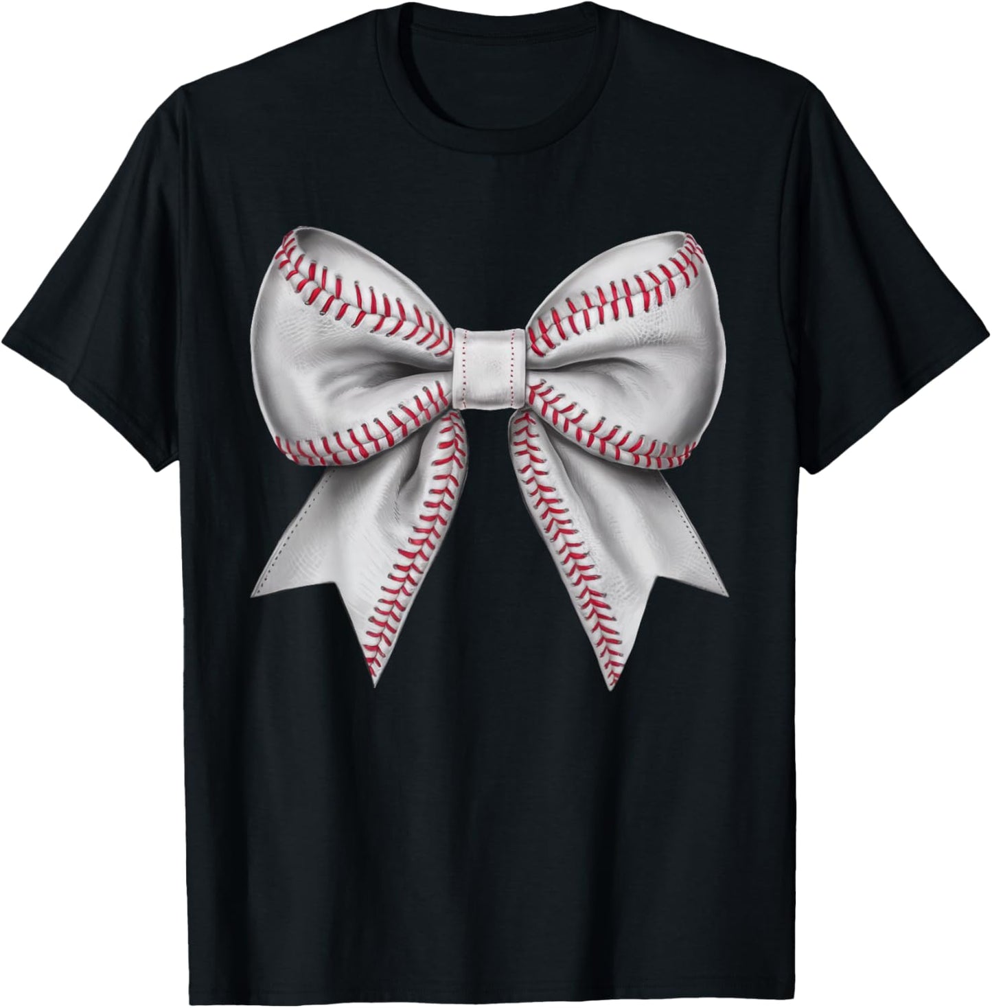 Coquette Bow Funny Baseball Lover Game Day Baseball Mom Life T-Shirt - T-Shirt | Black
