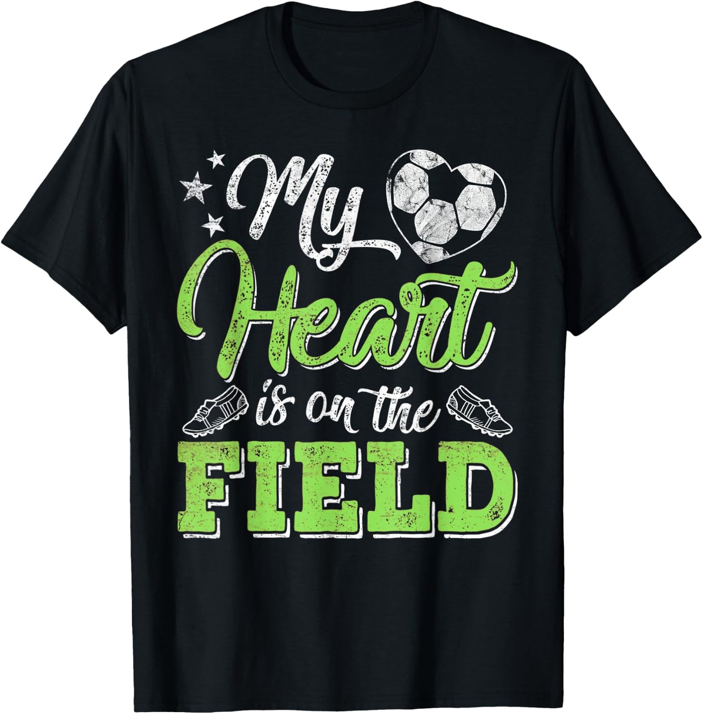 My Heart Is On That Field Soccer Gift Mom And Dad T-Shirt - T-Shirt | Black