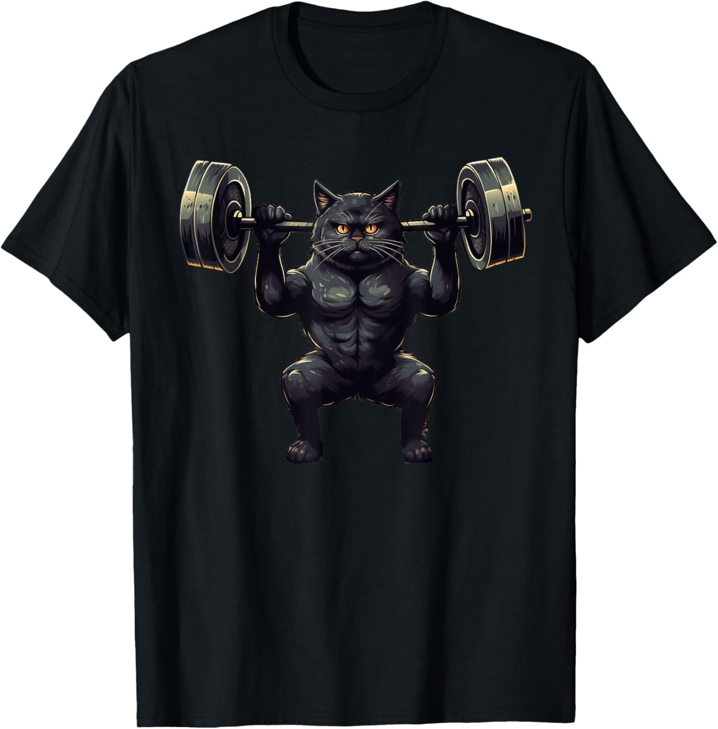 Black Cat Powerlifting Weightlifting Gym Workout Men Women Kids T-Shirt - T-Shirt | Black