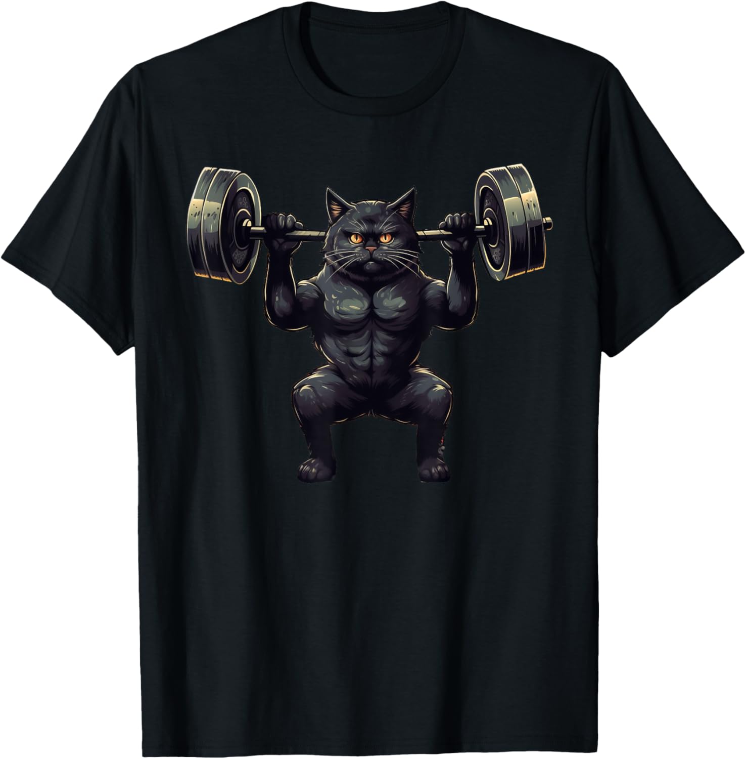 Black Cat Powerlifting Weightlifting Gym Workout Men Women Kids T-Shirt - T-Shirt | Black