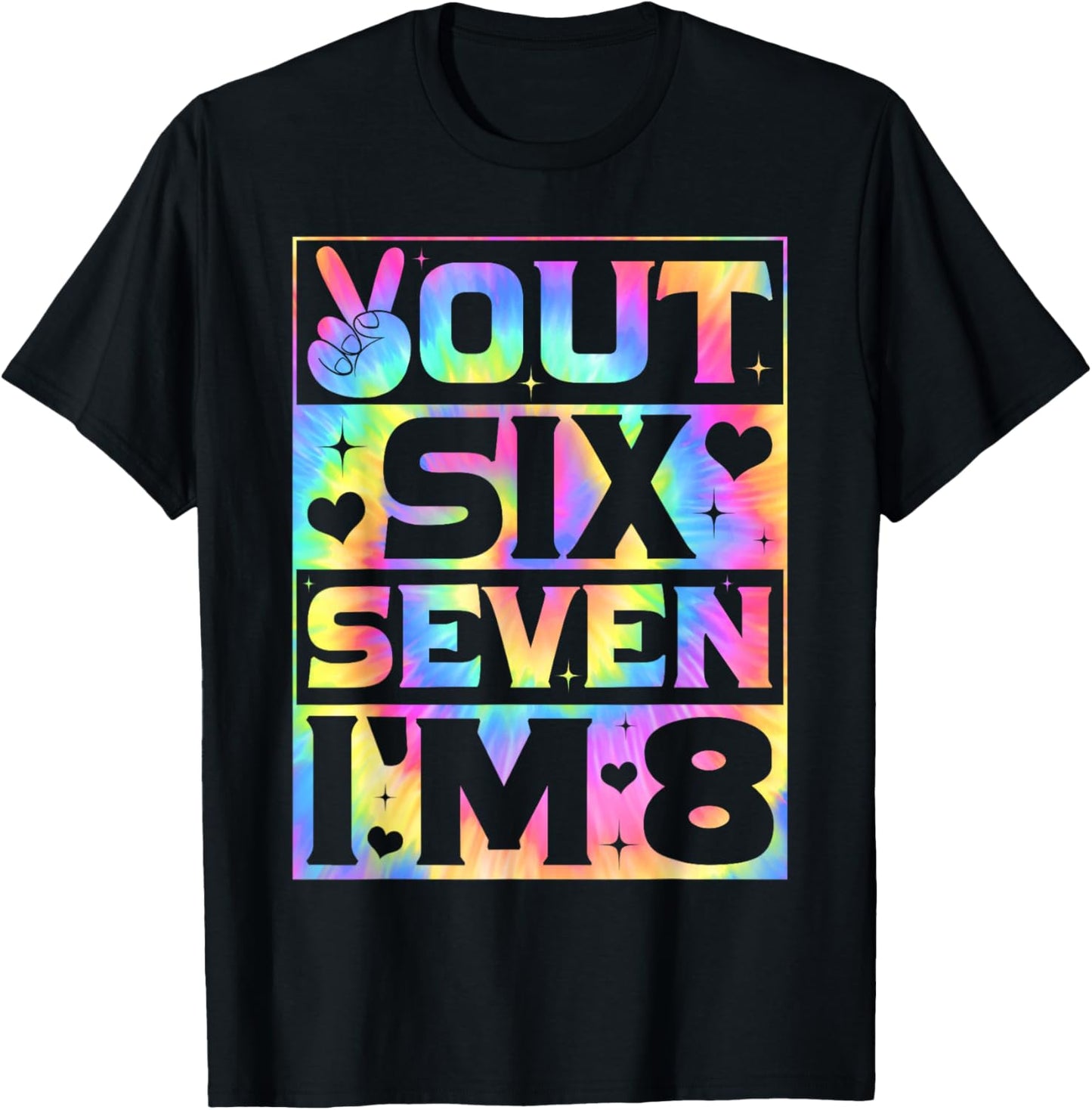 Peace Out Six Seven I'm 8 Years Old 8th Birthday Kids Girls T-Shirt - T-Shirt | Black