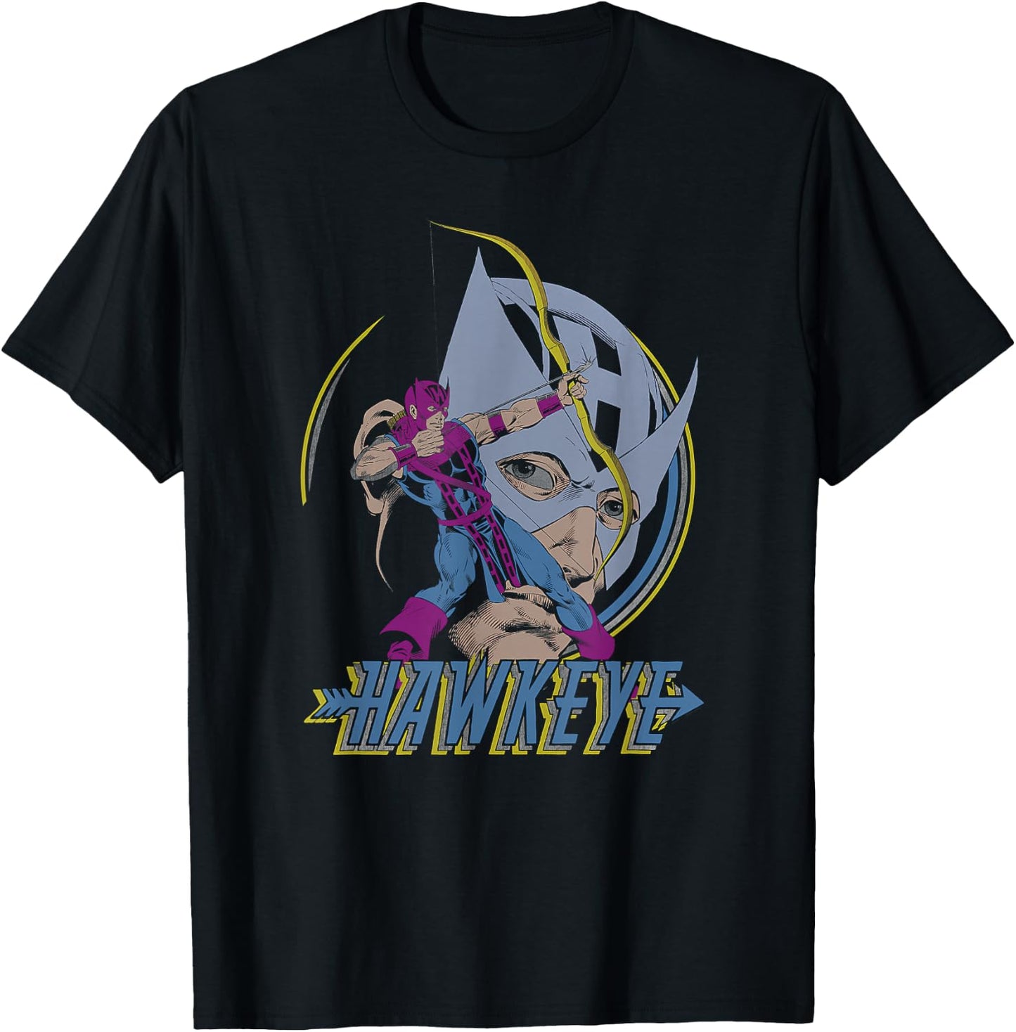 Marvel Comics Avengers Hawkeye Classic Ready Aim Fire T-Shirt - T-Shirt | Black