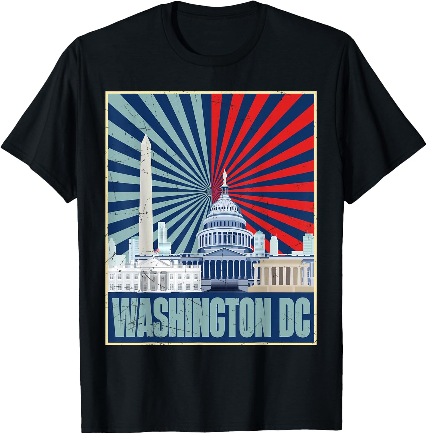 Retro Capitol Hill Washington DC American Flag 4th Of July T-Shirt - T-Shirt | Black
