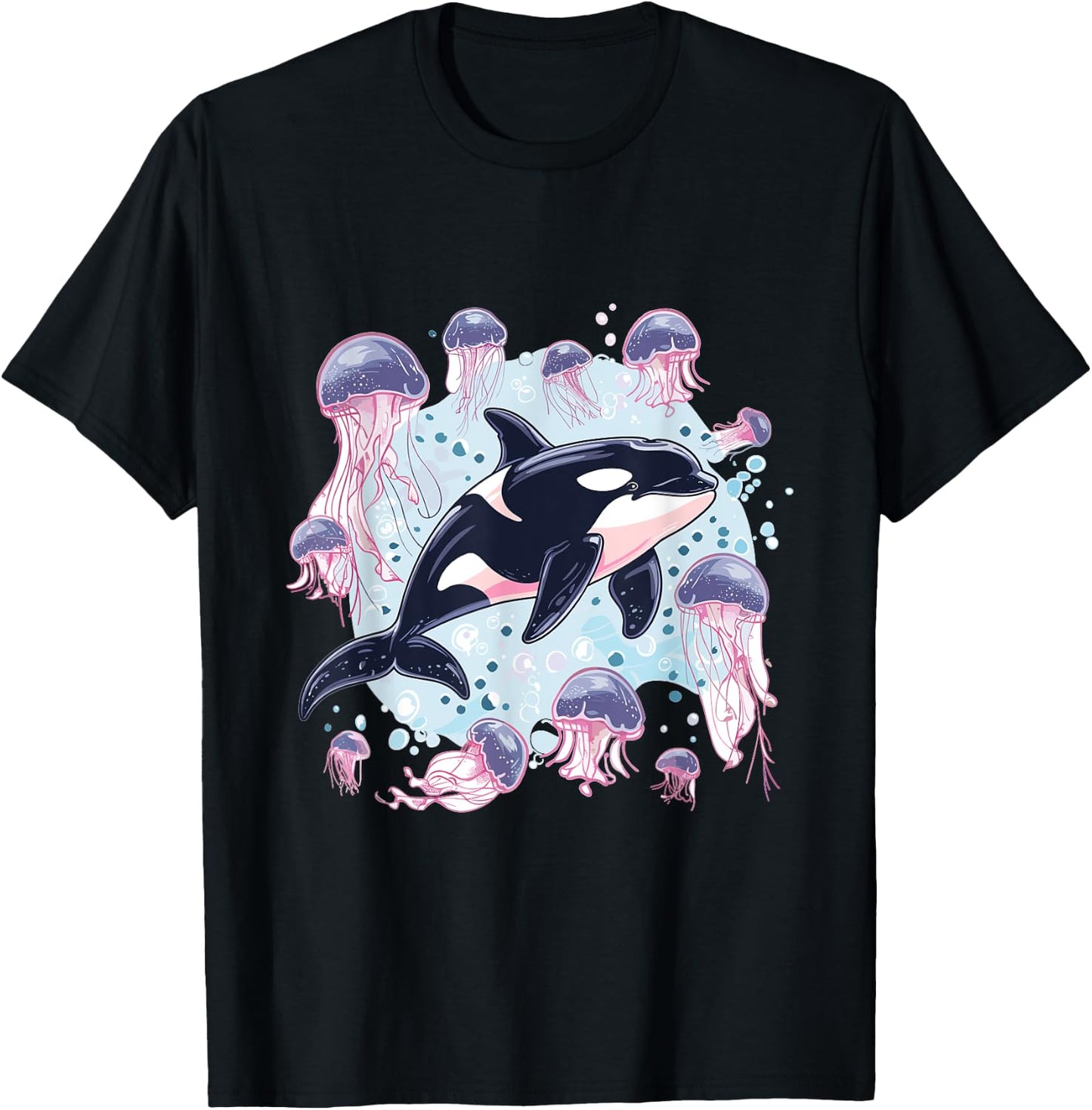 Orca Whale Jellyfish Graphic T-Shirt - T-Shirt | Black