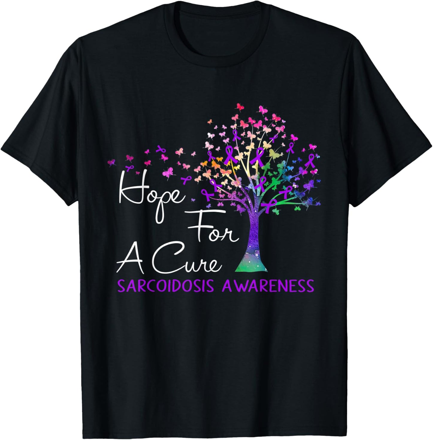 Hope For A Cure Sarcoidosis Awareness Tree Ribbon T-Shirt - T-Shirt | Black