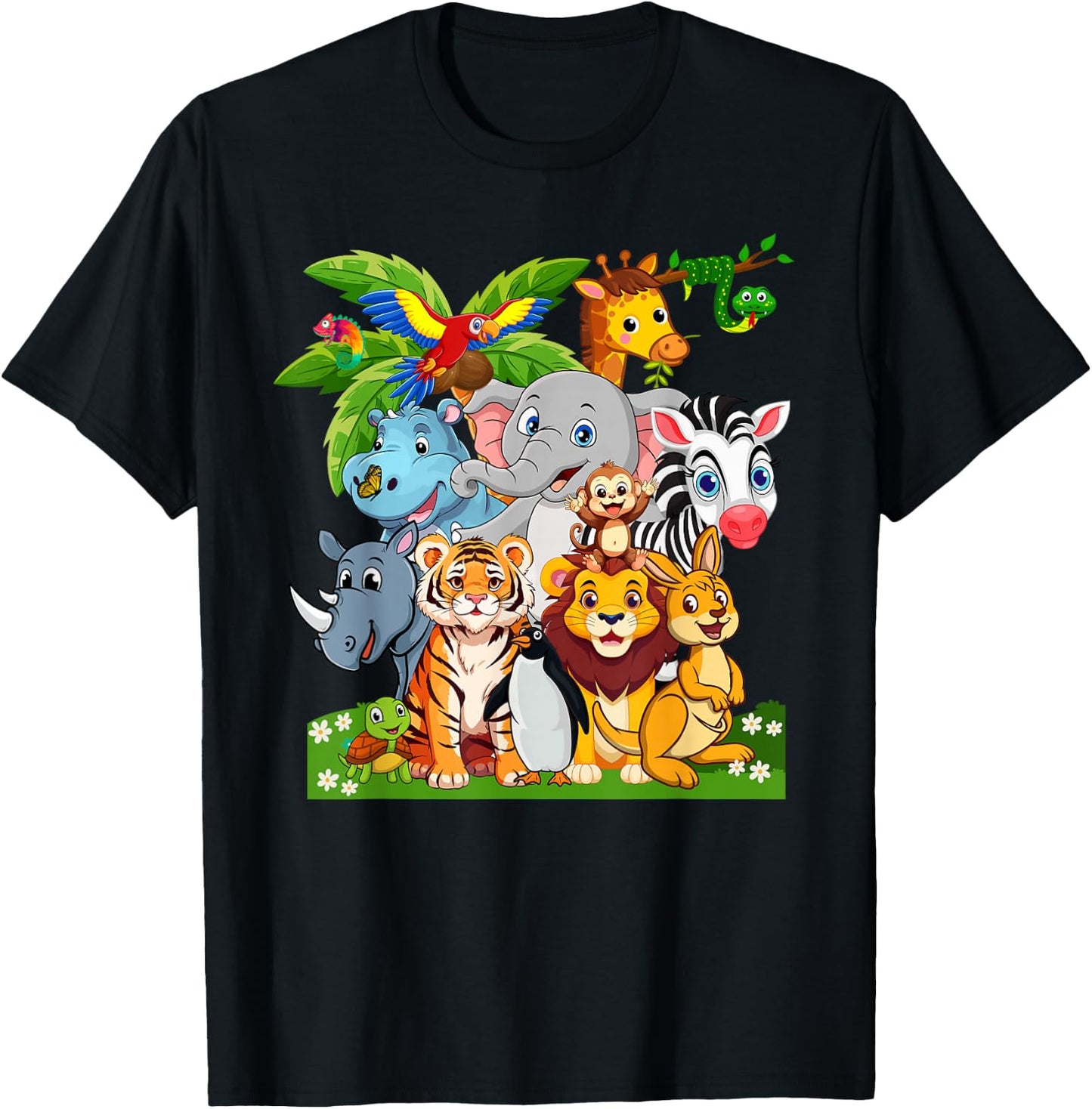 14 Animals Wildlife Birthday Party Safari Off To The Zoo T-Shirt - T-Shirt | Black