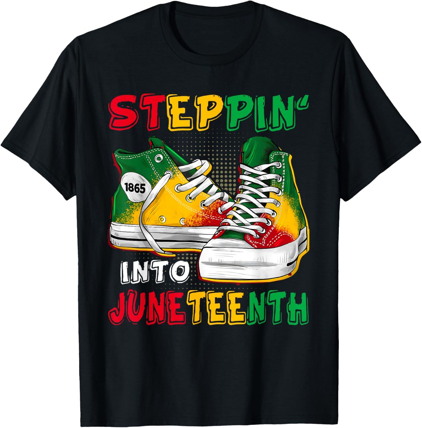 Stepping Into Juneteenth Afro Woman Black Girls Sneakers Men T-Shirt - T-Shirt | Black