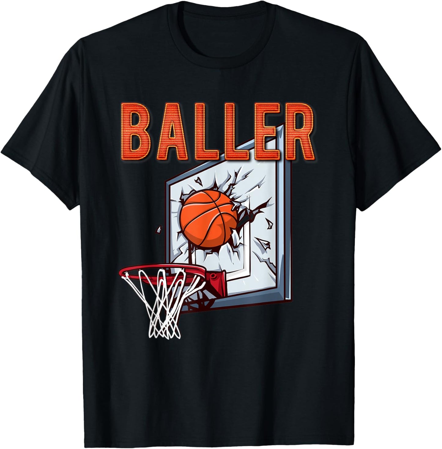 BALLER Funny Basketball Shattered Backboard Gift T-Shirt - T-Shirt | Black