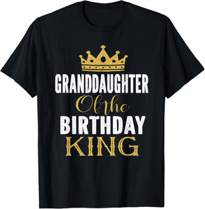 Granddaughter Of The Birthday King Bday Party Gift T-Shirt - T-Shirt | Black