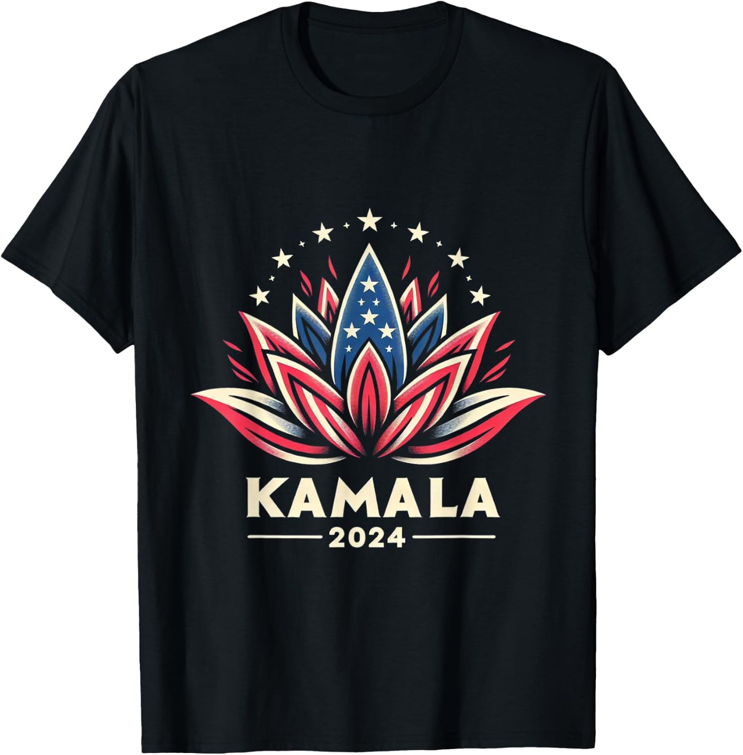 Kamala Harris 2024 Presidential Campaign American Lotus T-Shirt - T-Shirt | Black