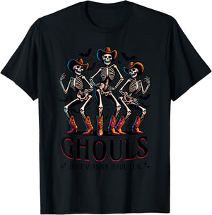 Ghouls Just Wanna Have Fun Funny Cowgirls Halloween T-Shirt - T-Shirt | Black