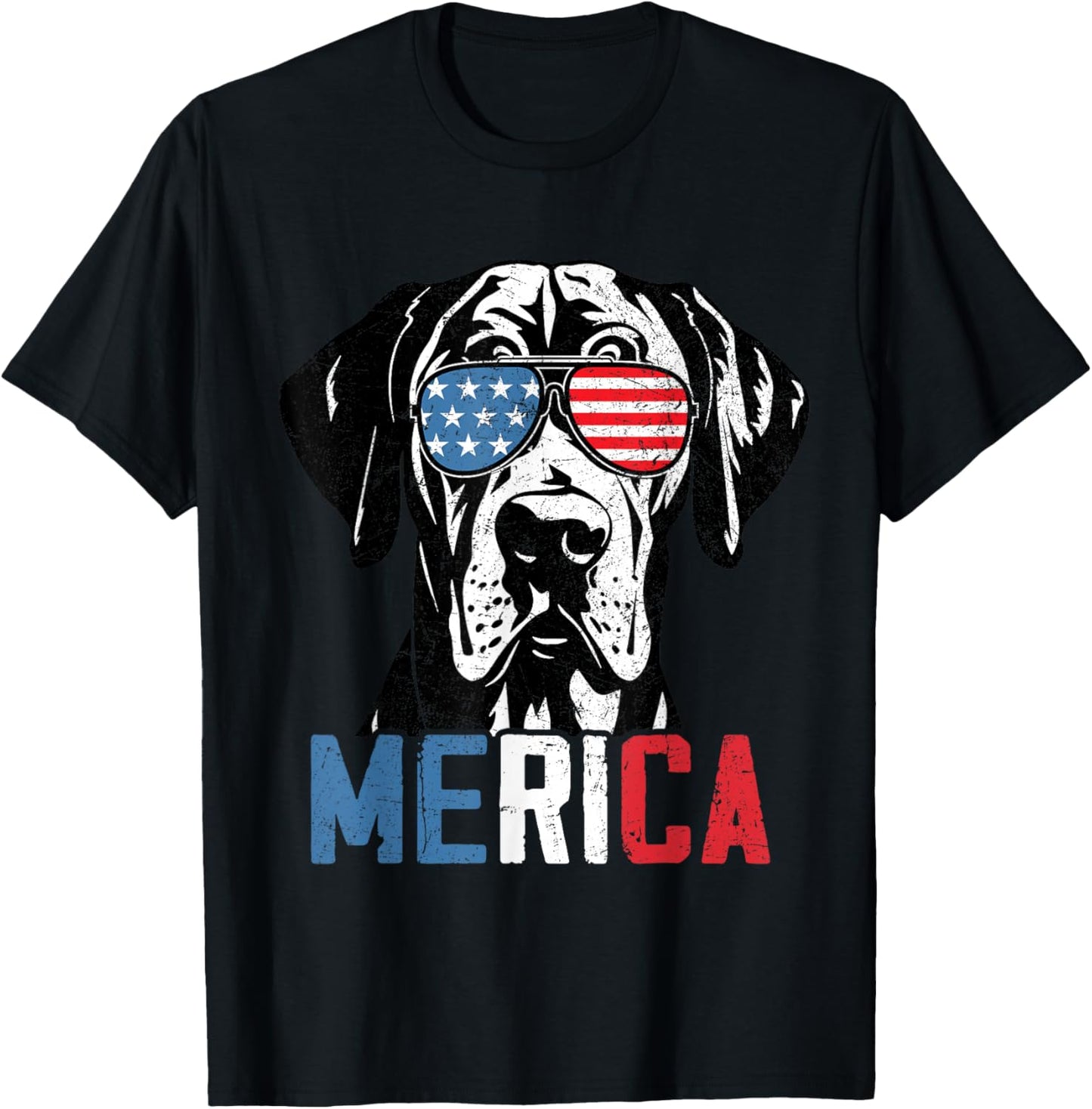Patriotic Great Dane Dog Merica 4th Of July Funny T-Shirt - T-Shirt | Black