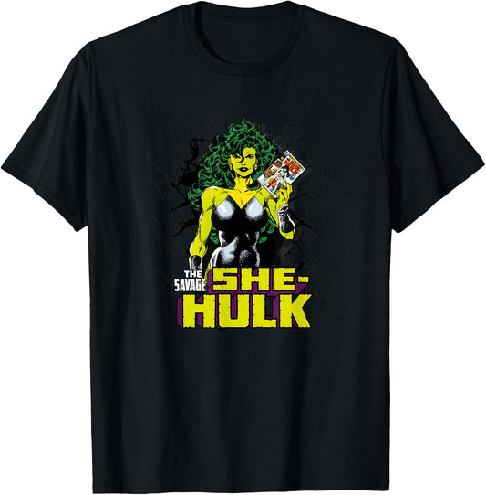 Marvel She-Hulk The Savage Vintage Comic Breakthrough T-Shirt - T-Shirt | Black