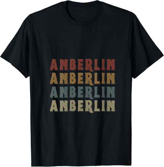 Women's Vintage Cool Anberlin First Name Funny Love Heart Anberlin V-Neck T-Shirt - T-Shirt | Black