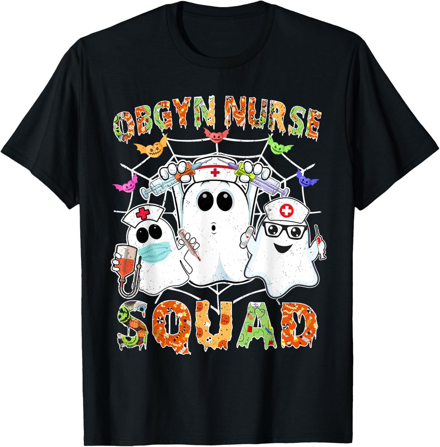 OBGYN Nurse Squad Boo Halloween Matching Ob-gyn RN T-Shirt - T-Shirt | Black