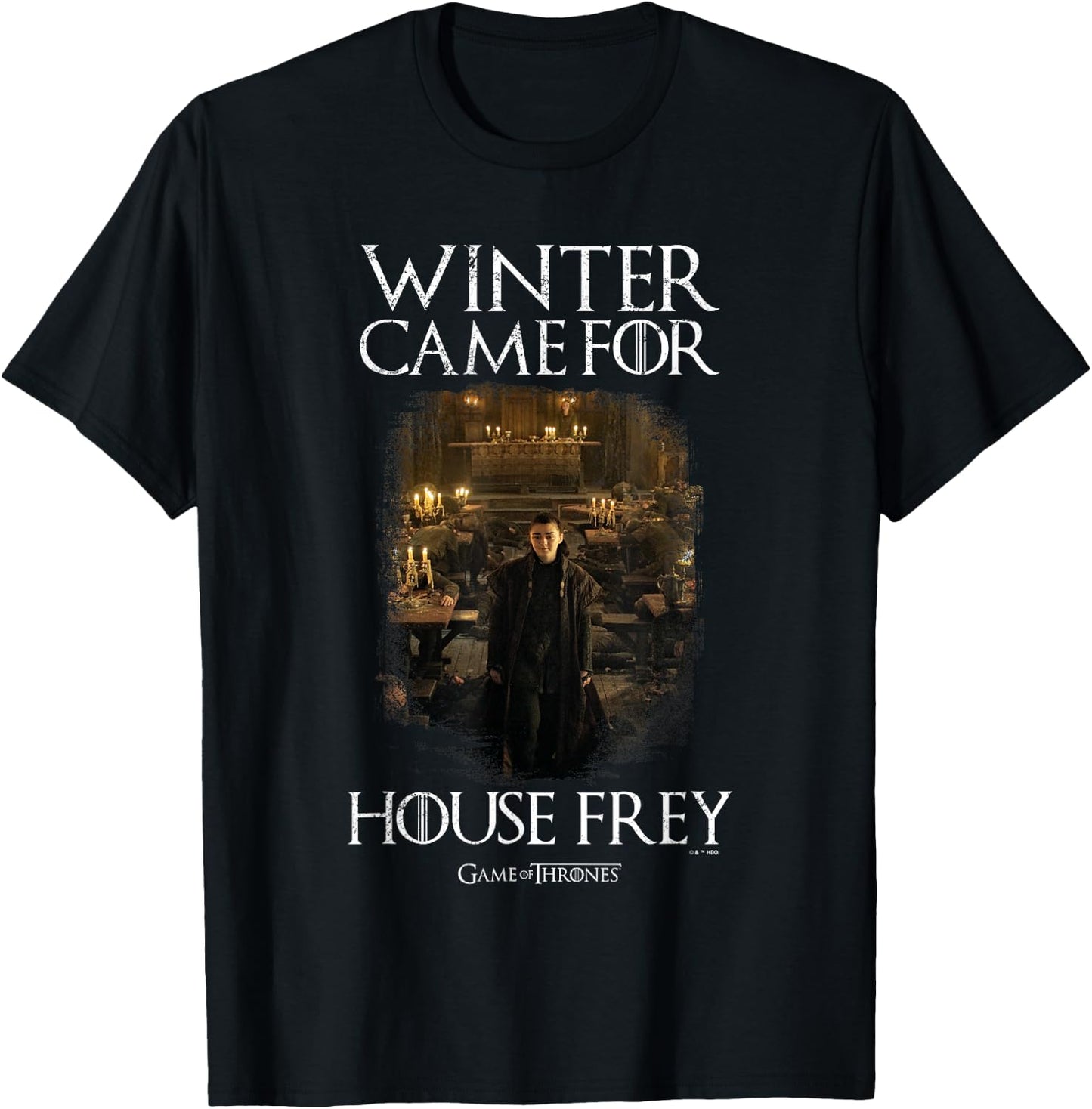 Game Of Thrones Winter Came For House Frey Arya Vignette T-Shirt - T-Shirt | Black