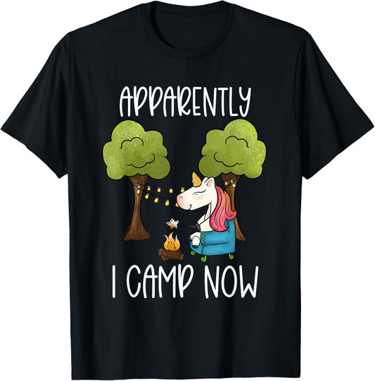 Childrens Glamping Gear Unicorn Camping Girls Campfire Smore T-Shirt - T-Shirt | Black