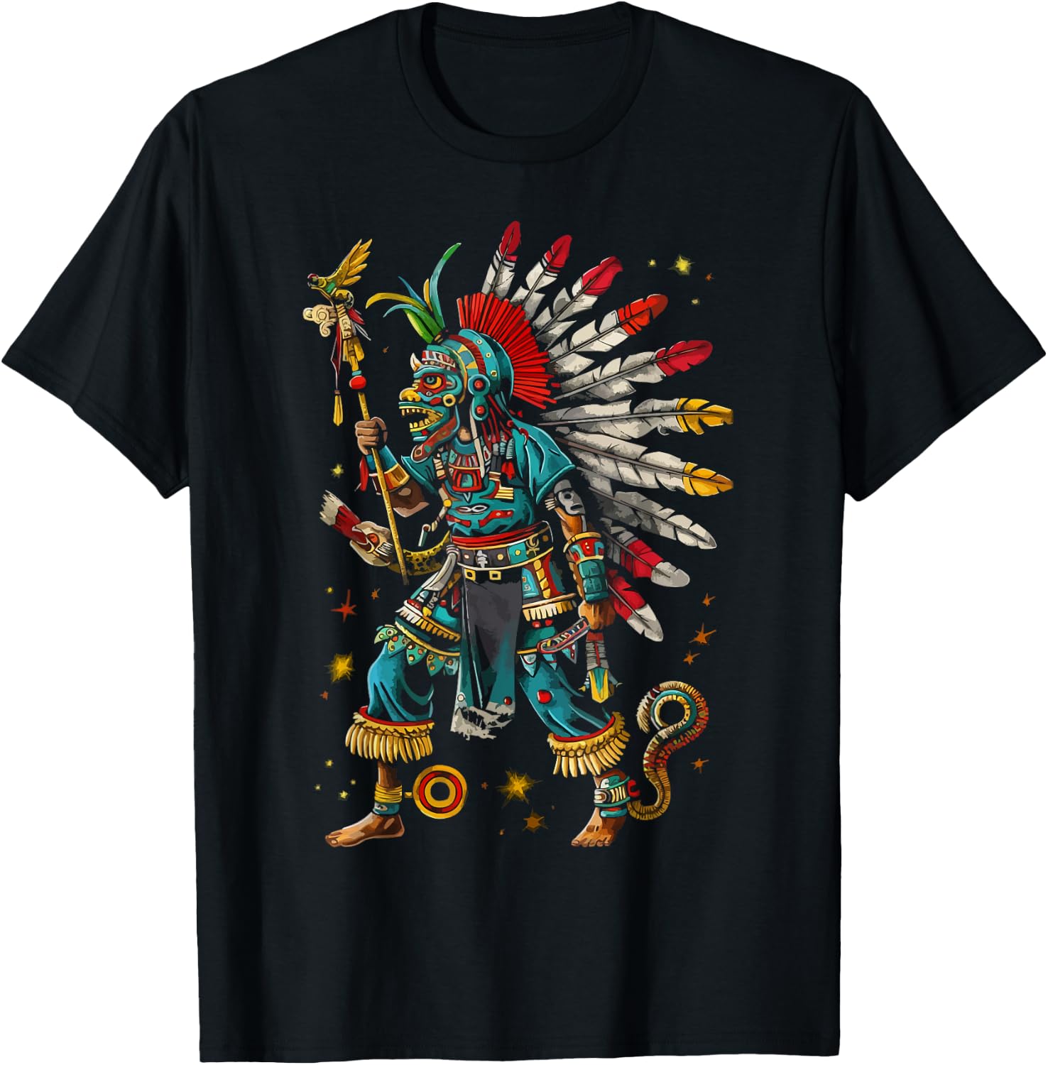 Aztec God Aztec Culture Mayan Indigenous Tlaloc Statue T-Shirt - T-Shirt | Black
