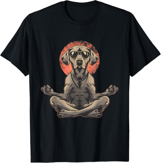 Dog Meditation Buddhist Spiritual Zen Buddha Yoga Hindu Men Women Kids T-Shirt - T-Shirt | Black