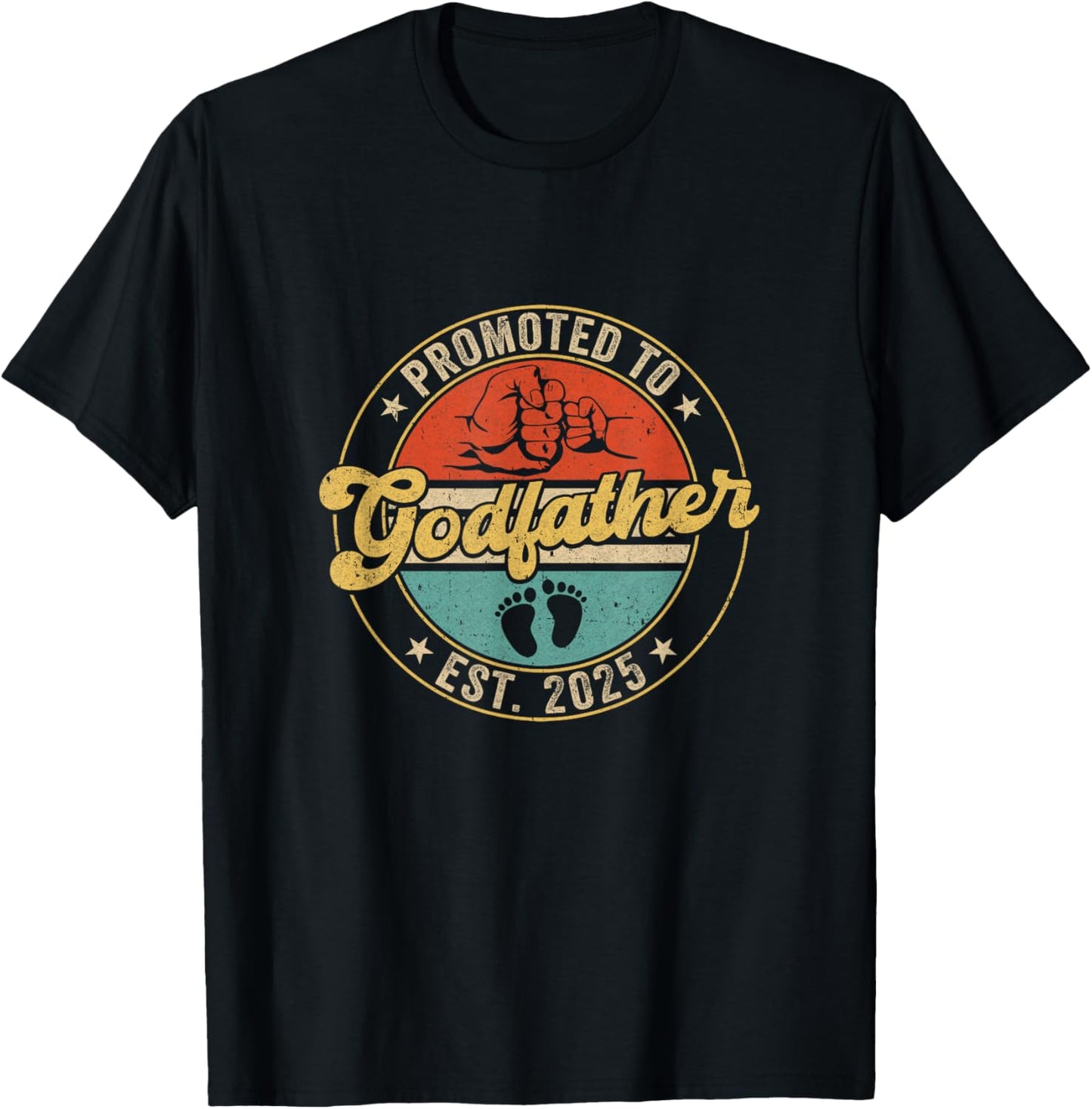 Promoted To Godfather 2025 Pregnancy New First Uncle Retro T-Shirt - T-Shirt | Black