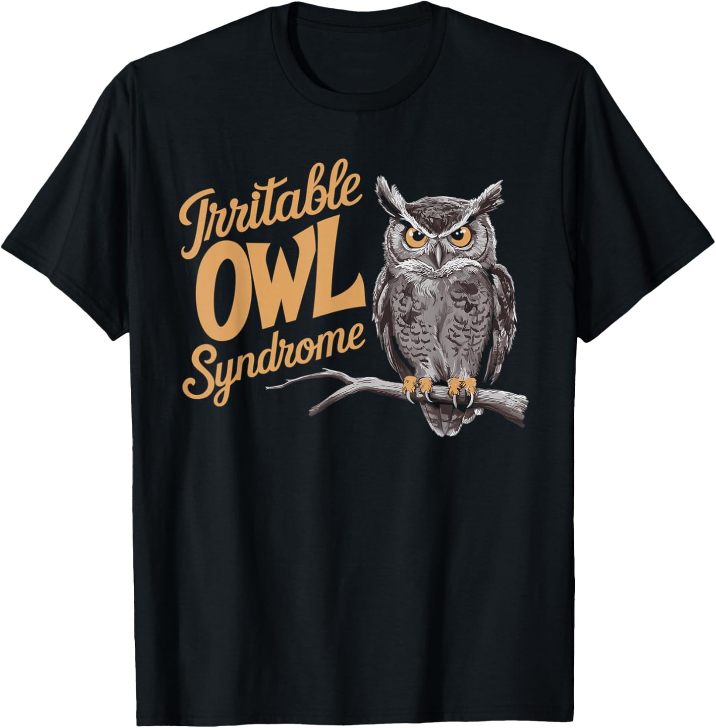 Funny Irritable Owl Syndrome Irritable Bowel Pun T-Shirt - T-Shirt | Black