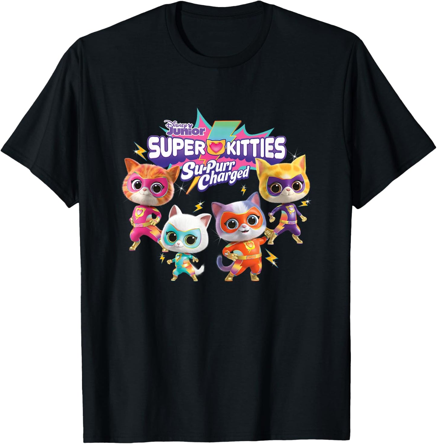 Disney SuperKitties: Su-Purr Charged Heroic Group Shot T-Shirt - T-Shirt | Black