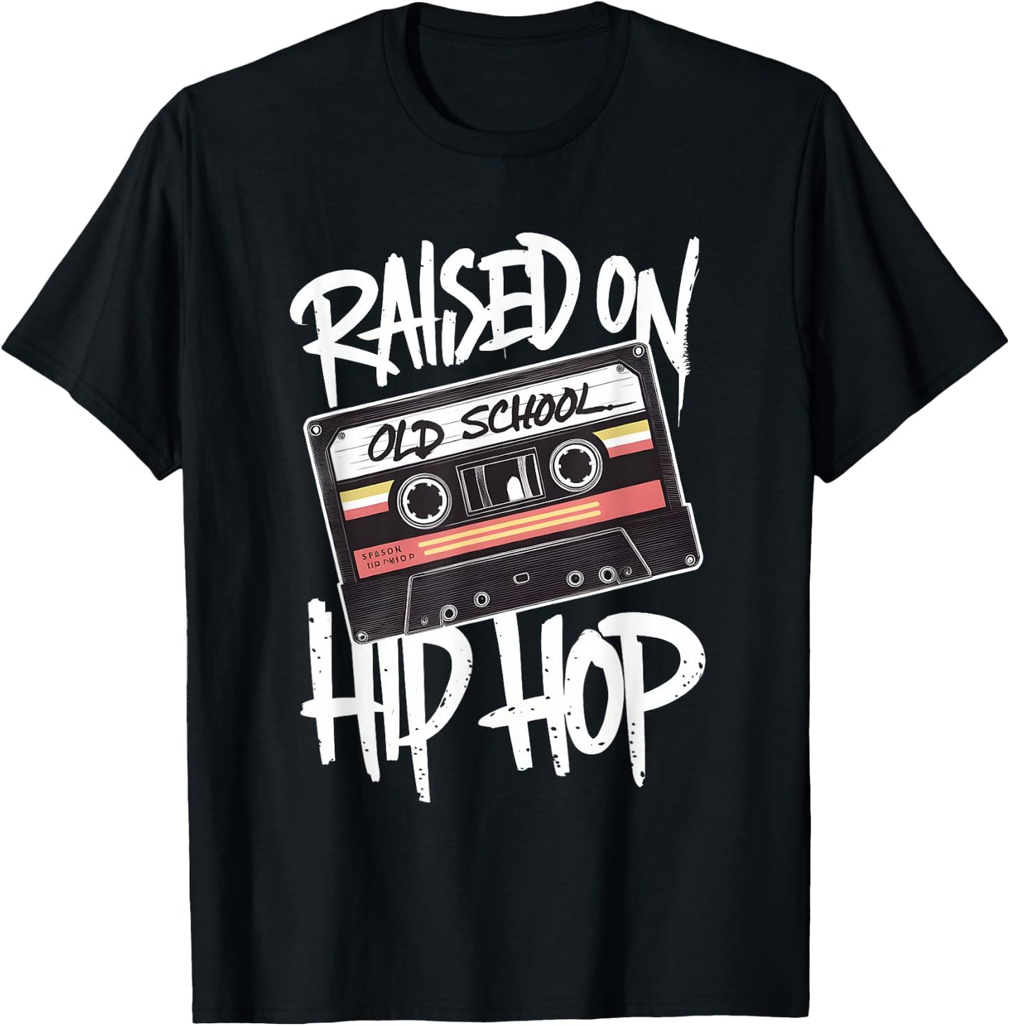 Raised On Old School Hip Hop Cassette Dope 90s Anniversary T-Shirt - T-Shirt | Black