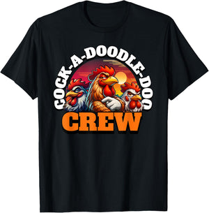 Funny Rooster Cock-a-doodle-doo Crew T-Shirt - T-Shirt | Black