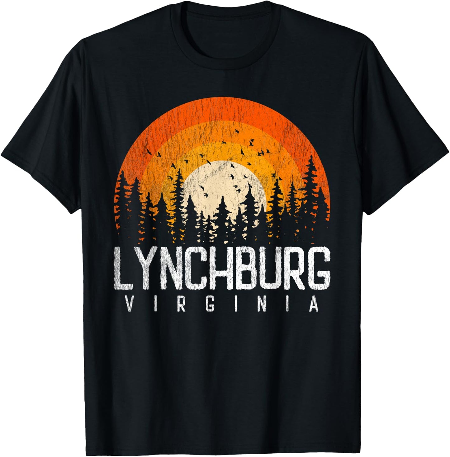 Lynchburg Virginia VA Shirt Vintage 70s 80s 90s Retro Gift T-Shirt - T-Shirt | Black
