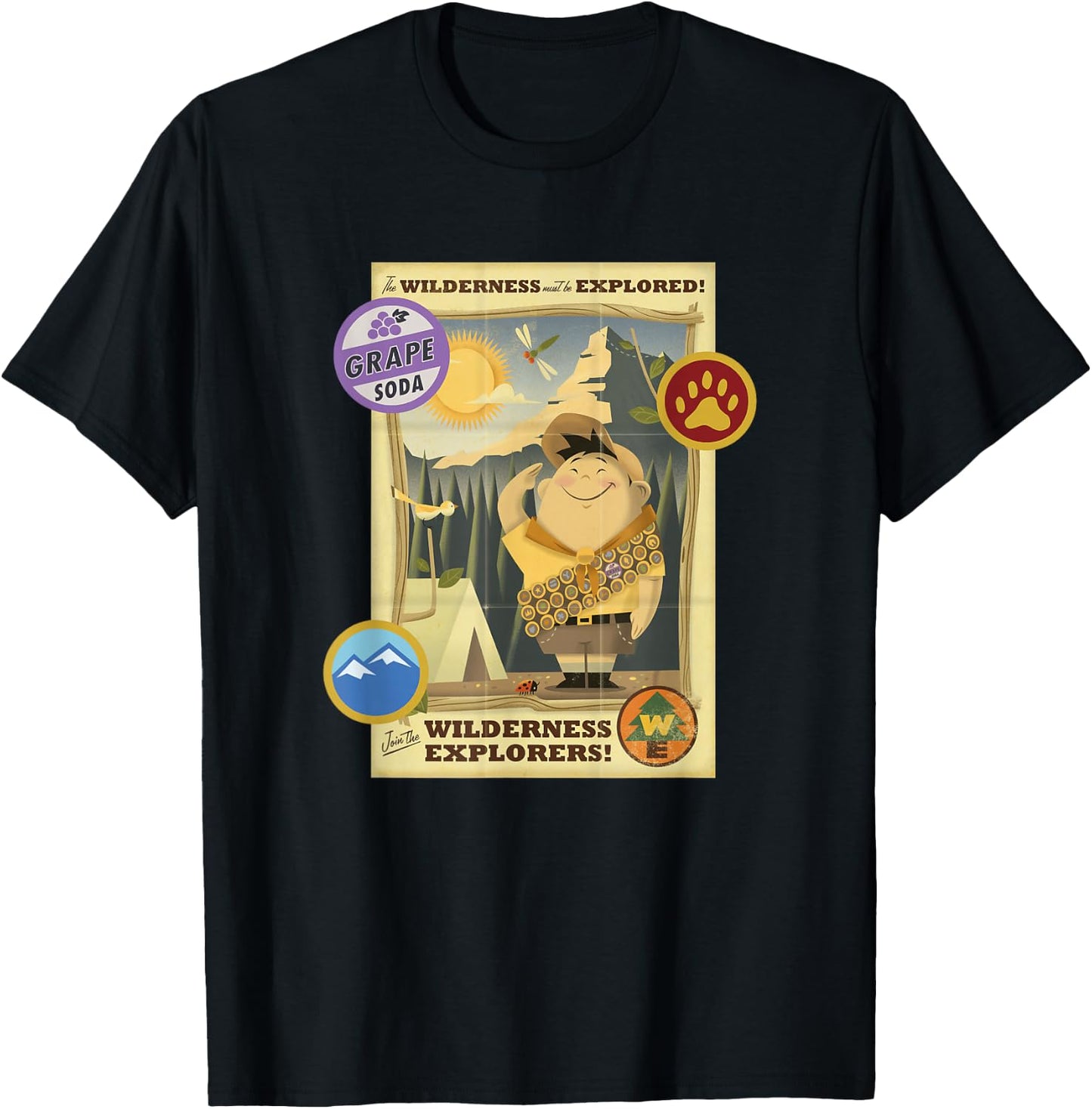Disney Pixar Up Join The Wilderness Explorers Vintage Poster T-Shirt - T-Shirt | Black