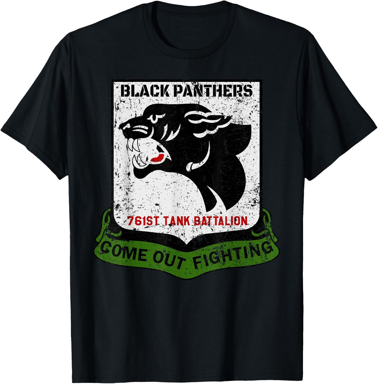 Black Panthers 761st Tank Battalion WW2 Tank Squadron T-Shirt - T-Shirt | Black