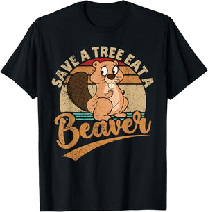 Raunchy Adult Humor Funny Beaver Tree Lover Gag Saying T-Shirt - T-Shirt | Black